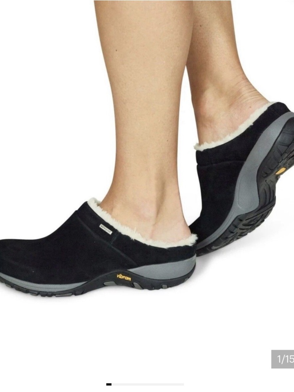 Dansko Parson Black Suede Clog Mules Womens Waterproof Vibram, Size 39